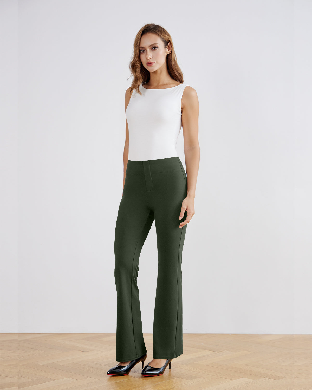 SwanSoft™ Faux-Fly Bootcut Work Trouser