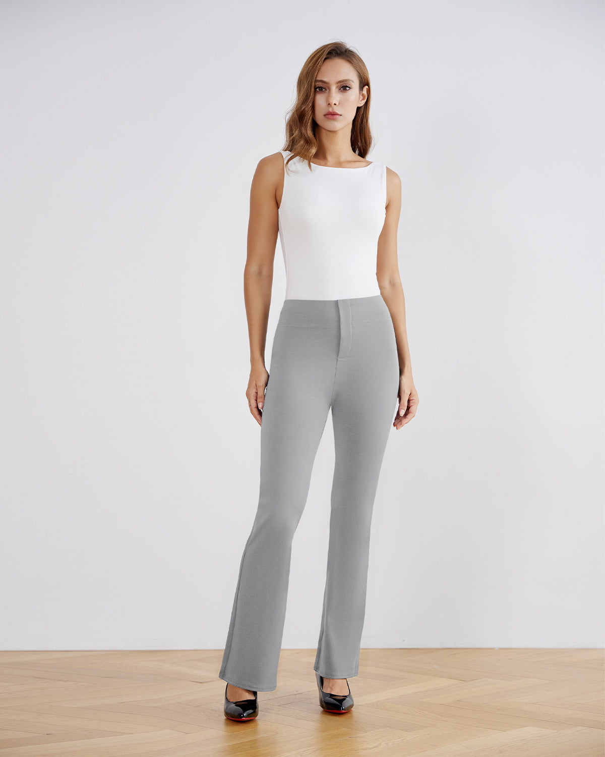 SwanSoft™ Faux-Fly Bootcut Work Trouser