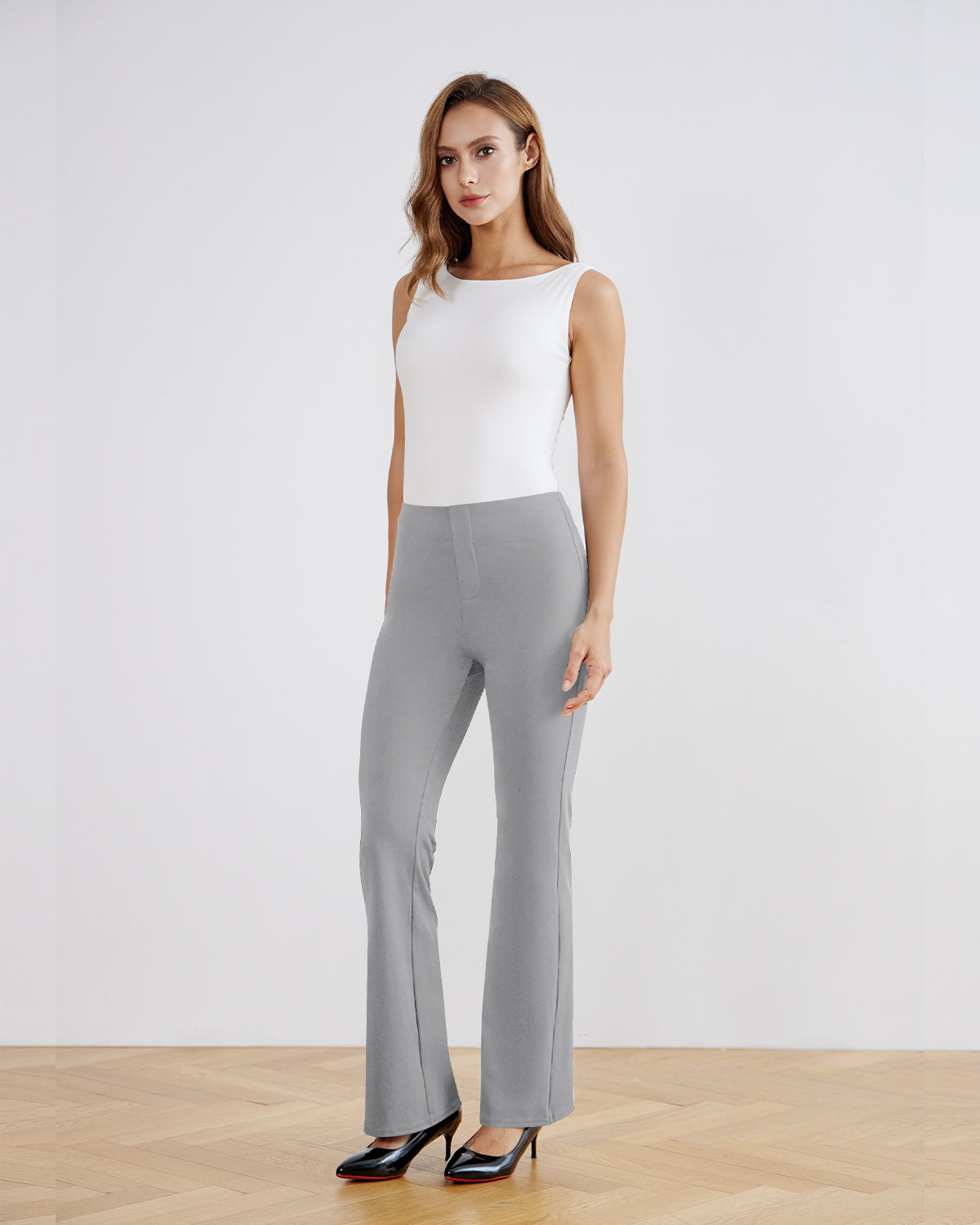 SwanSoft™ Faux-Fly Bootcut Work Trouser