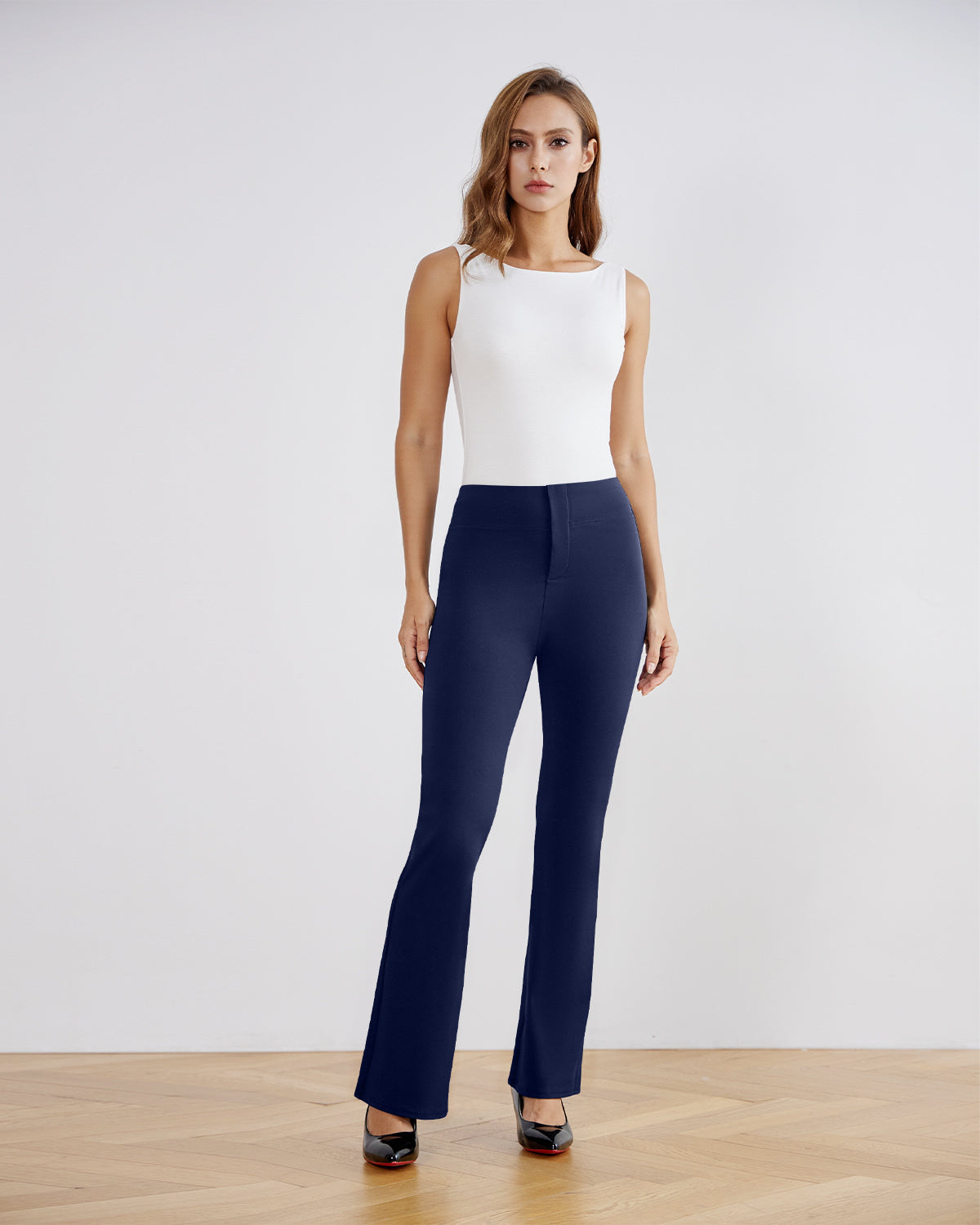 SwanSoft™ Faux-Fly Bootcut Work Trouser