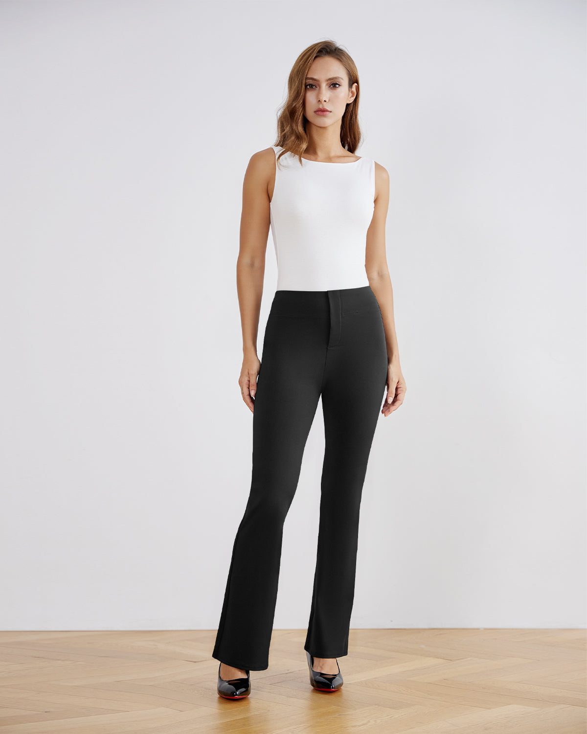 SwanSoft™ Faux-Fly Bootcut Work Trouser