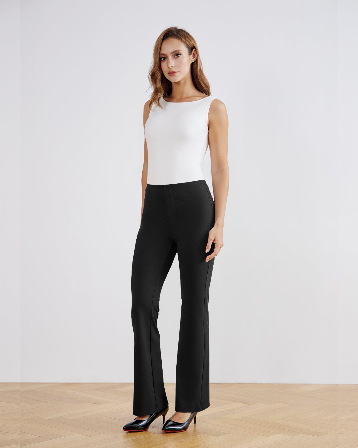 SwanSoft™ Faux-Fly Bootcut Work Trouser